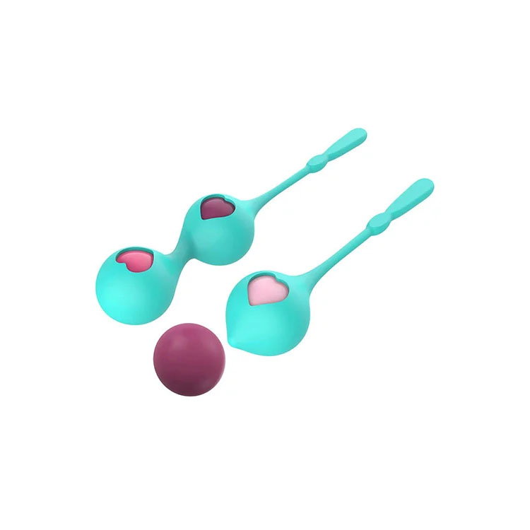 Adam & Eve Eve's Kegel Hearts set with two silicone harnesses and four weighted balls